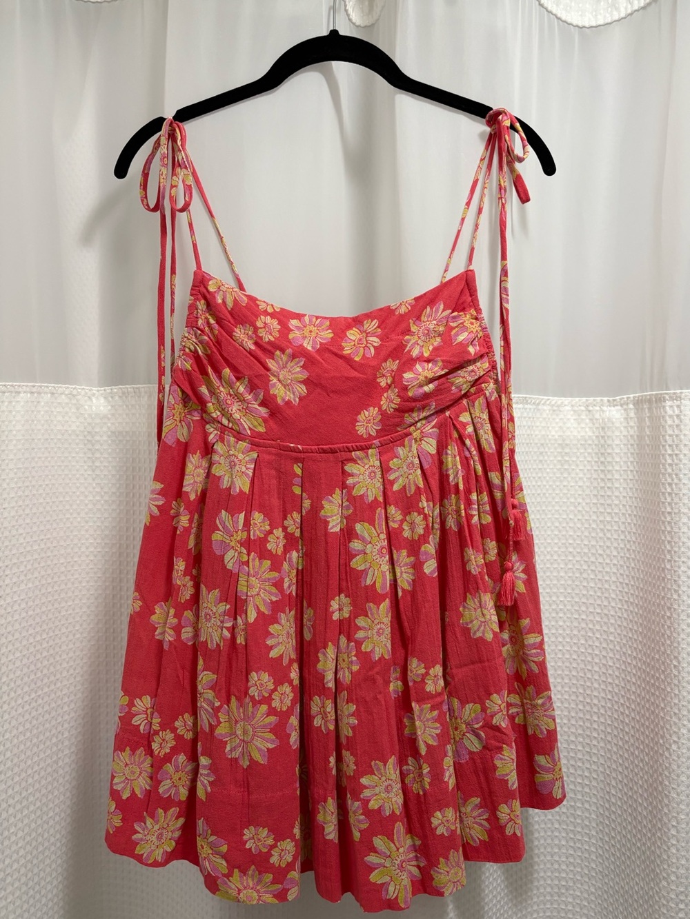 Free People Coral Floral Tie-Shoulder Tunic